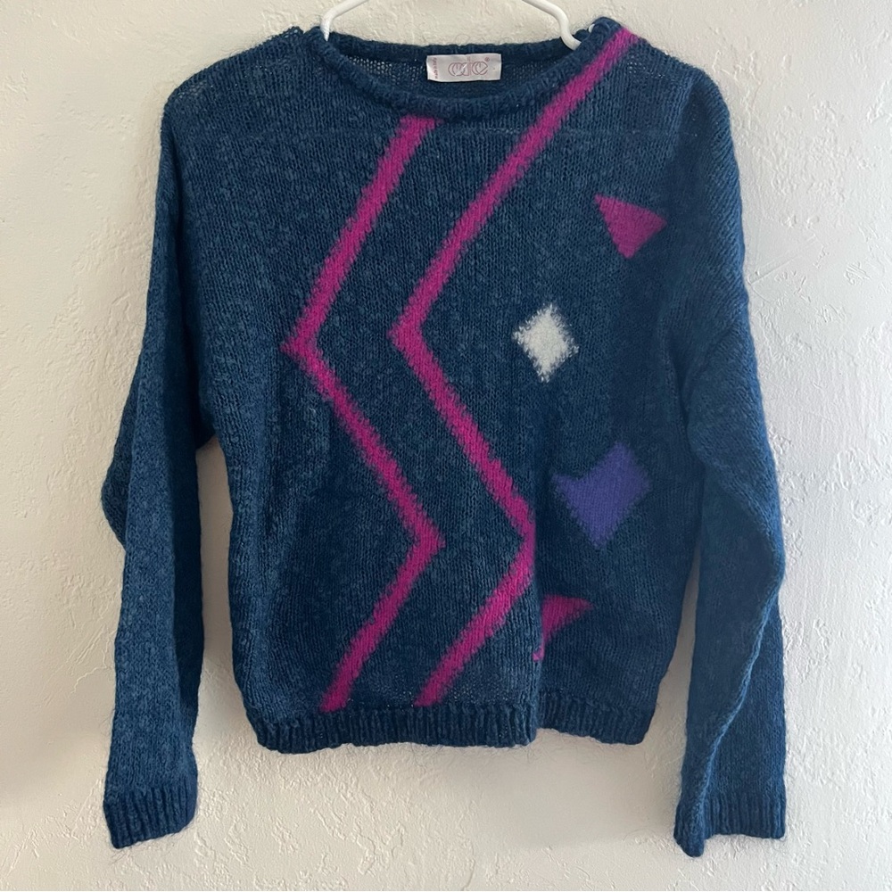 Vintage Silk Cotton Blend Fun Sweater Made in Italy